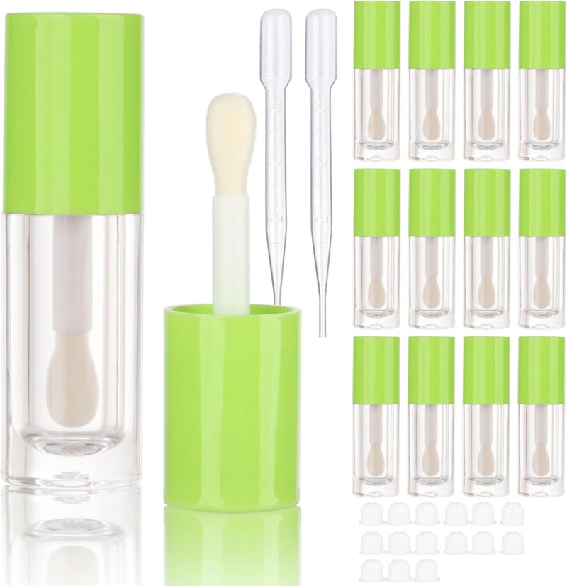 COSIDEA 14pcs Empty 6ml big doe foot wand Chunky lip gloss tubes for DIY lipgloss,Pink round lipgloss containers tubes with thick wand (Green) - Image 1