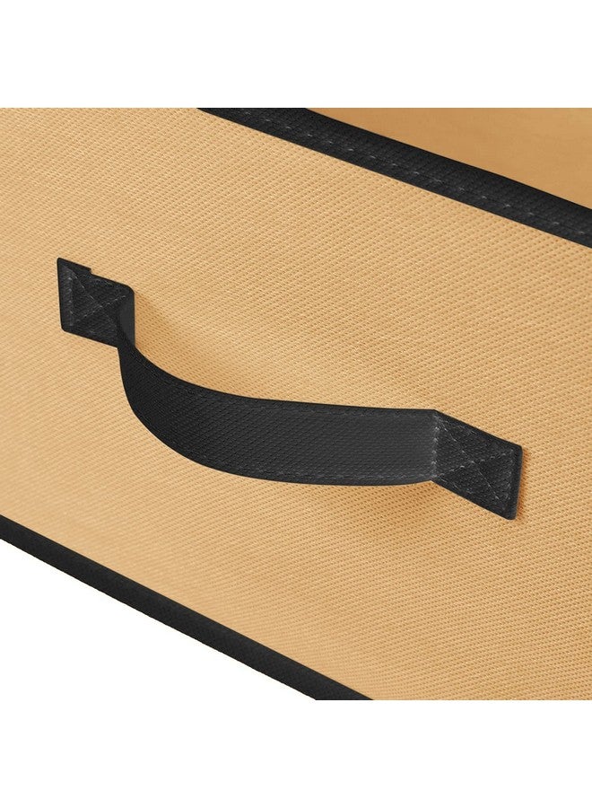 Kuber Industries Foldable Boxes For Storage (Pack of 2) - Multipurpose Storage Organizer For Clothes | Wardrobe | Closet | Toys | Books | Home - Undergarment Organizer Basket With Handle (Light Brown) - Image 3