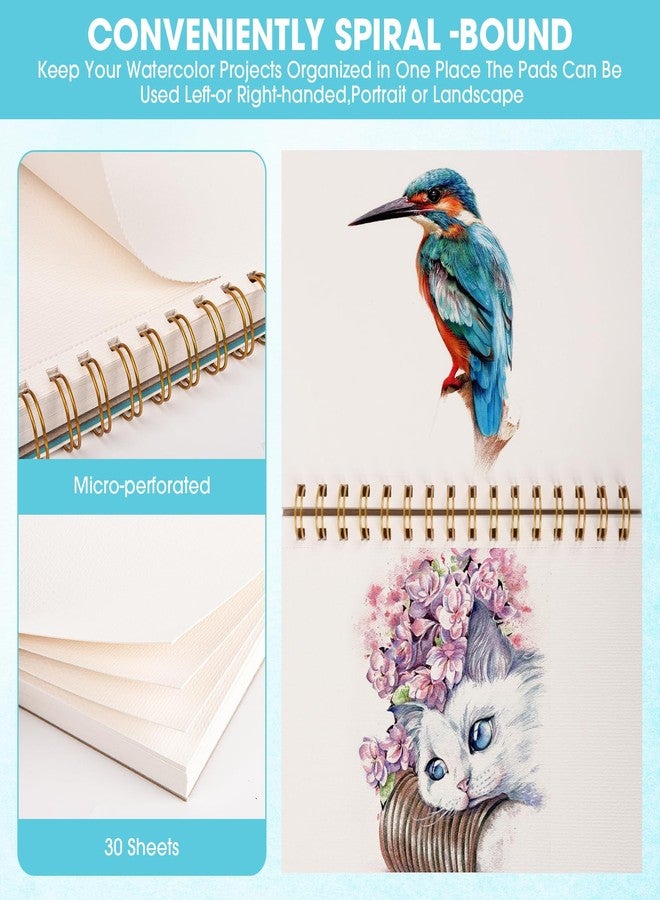 HONIBRA Watercolor Paper Pad 5.5" x 8.5", 30 Sheets 140lb/300g Cold Press Small Watercolor Sketchbook, Spiral Bound Watercolor Journal for Adults & Kids Exercises or Mixed Media Drawing and Markers - Image 3