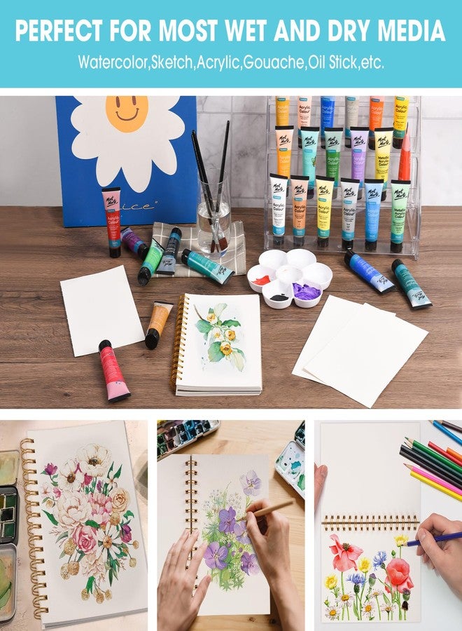 HONIBRA Watercolor Paper Pad 5.5" x 8.5", 30 Sheets 140lb/300g Cold Press Small Watercolor Sketchbook, Spiral Bound Watercolor Journal for Adults & Kids Exercises or Mixed Media Drawing and Markers - Image 5