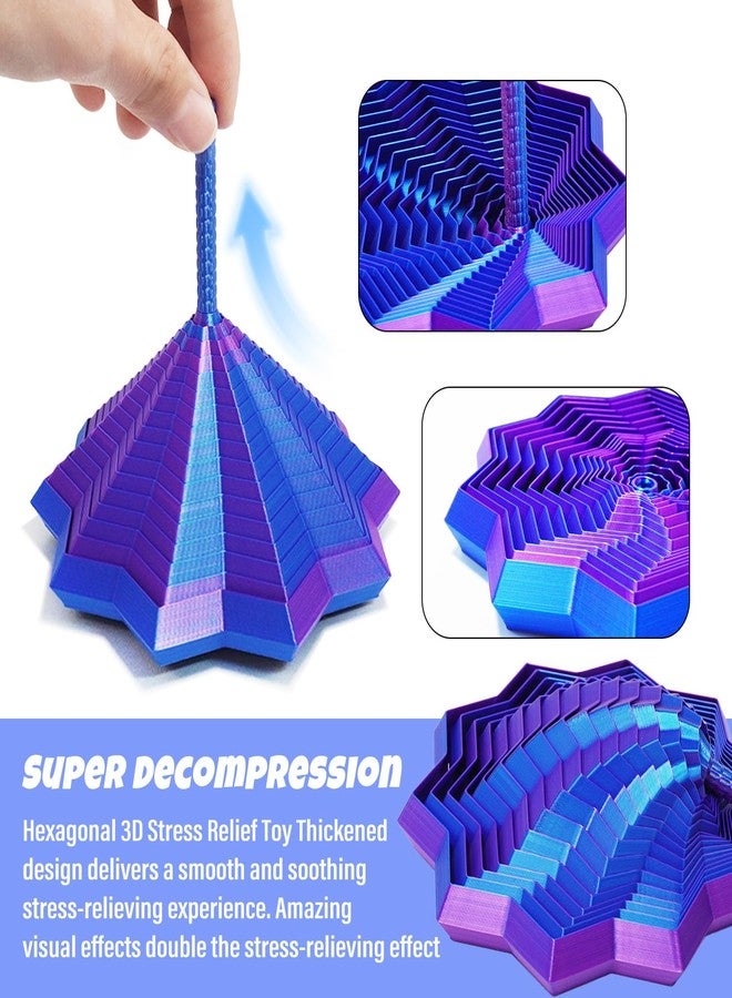Batorisy 3D Printed Expanded Sensory Fidget Star, Transformable Stress Relief Spiral Toy with Detachable Handle, Sensory Toys for ADHD, Focus & Anxiety Relief, Office Desk Decompression Gift for Adults & Teens - Image 3
