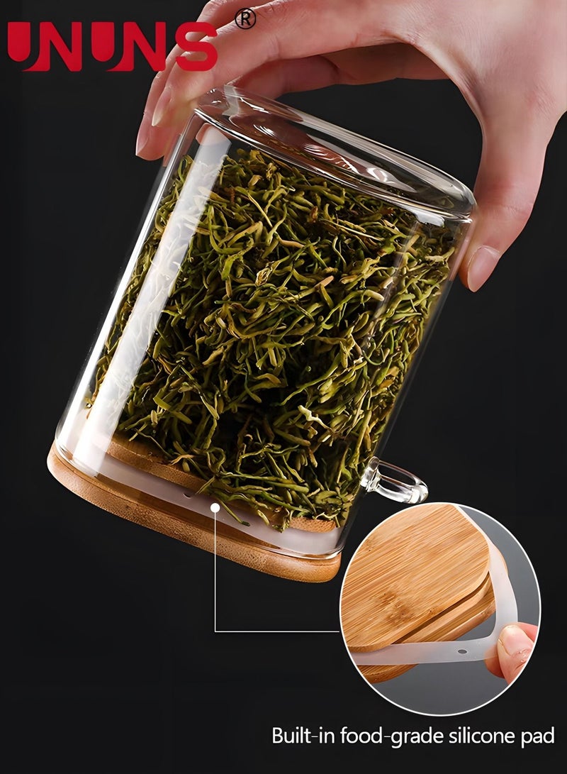 UNUNS Glass Jar Set,Glass Food Container With Lids And Spoon,1200ML Food Storage Containers,Set Of 2 - Image 3