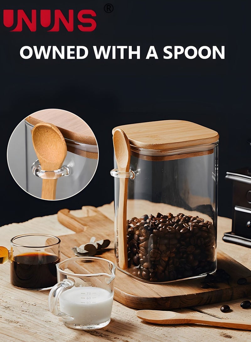 UNUNS Glass Jar Set,Glass Food Container With Lids And Spoon,1200ML Food Storage Containers,Set Of 2 - Image 4