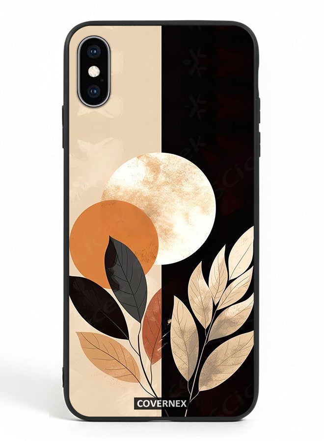 Covernex غطاء حماية لهاتف آبل آيفون Xs مزخرف بتصميم هلال وأوراق شجر - Image 2