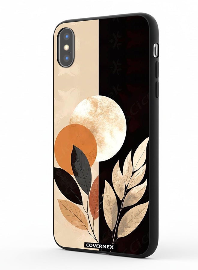 Covernex غطاء حماية لهاتف آبل آيفون Xs مزخرف بتصميم هلال وأوراق شجر - Image 1