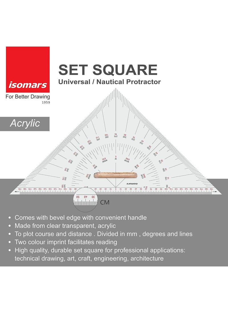 Isomars Isomars Universal Nautical Protractor with MarineNautical Divider Two Pencils and Eraser  - Image 3