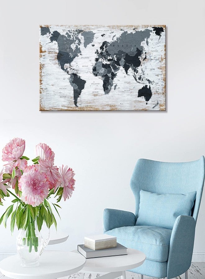 ZEYDRT world map Canvas Wall Art Black Wall Decor Office Map of the world Pictures for Living Room Decoration Map Picture Framed Artwork for Home Bedroom Decoration 20"x40" - Image 5
