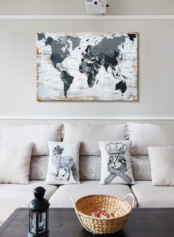 ZEYDRT world map Canvas Wall Art Black Wall Decor Office Map of the world Pictures for Living Room Decoration Map Picture Framed Artwork for Home Bedroom Decoration 20"x40" - Image 3