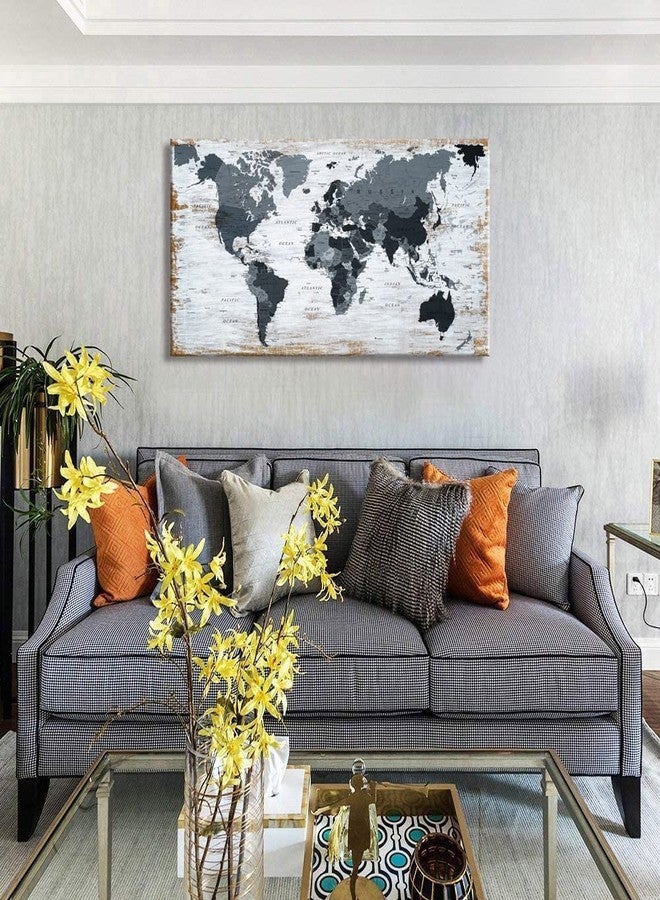 ZEYDRT world map Canvas Wall Art Black Wall Decor Office Map of the world Pictures for Living Room Decoration Map Picture Framed Artwork for Home Bedroom Decoration 20"x40" - Image 4