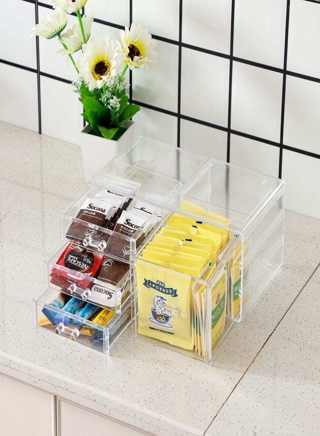 Cq acrylic 1 Pack Clear Stackable Storage Drawers for Vanity,Stackable 4 Drawers Desktop Organizer With Drawers,Cute Desk Storage for Office,Jewelry,Hair Clip,Beauty,Skincare and Make Up Organizers - Image 4