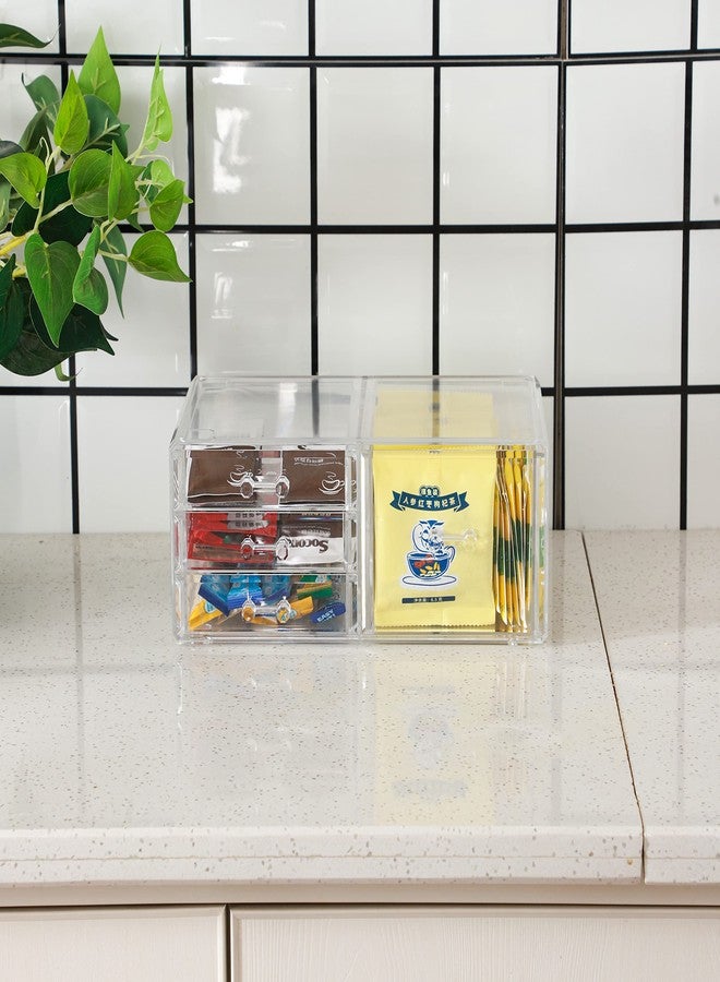 Cq acrylic 1 Pack Clear Stackable Storage Drawers for Vanity,Stackable 4 Drawers Desktop Organizer With Drawers,Cute Desk Storage for Office,Jewelry,Hair Clip,Beauty,Skincare and Make Up Organizers - Image 5