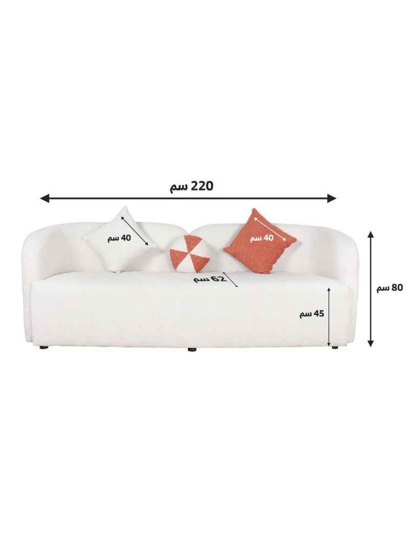 HOMEVEO Elegant and comfortable living room set with luxurious design 5 pieces - 11 seats - 3 3-seater sofas - 2 single chairs white \ orange 220x62x80 cm  - Image 5