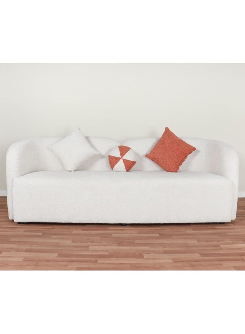 HOMEVEO Elegant and comfortable living room set with luxurious design 5 pieces - 11 seats - 3 3-seater sofas - 2 single chairs white \ orange 220x62x80 cm  - Image 2
