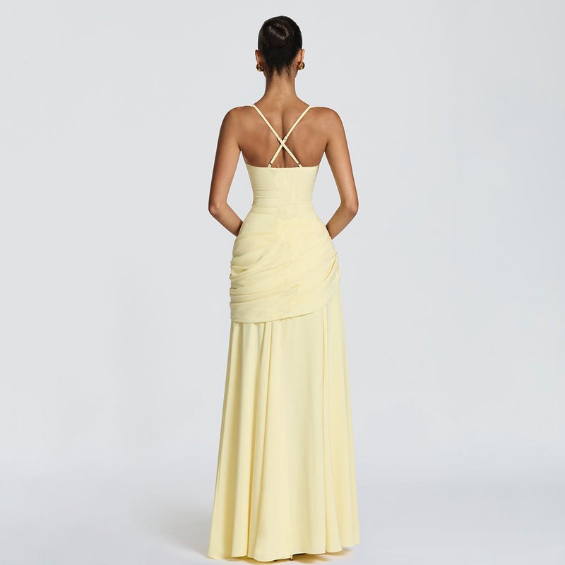 Women's Solid Color Sleeveless High-Waist A-Line Spaghetti Strap Dress - Image 2