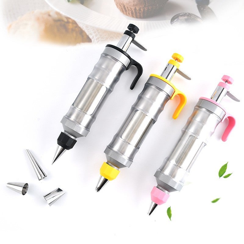 Amazon popular cream decorating gun hand pressure cookie biscuit gun decorating suit DIY baking tools cream gun(Yellow) - Image 2