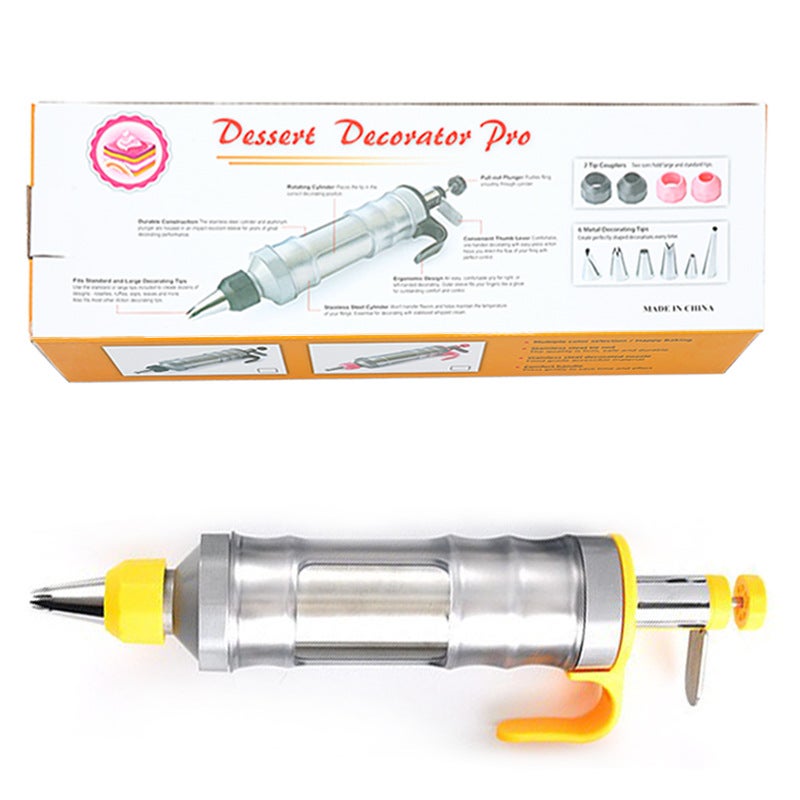 Amazon popular cream decorating gun hand pressure cookie biscuit gun decorating suit DIY baking tools cream gun(Yellow) - Image 1