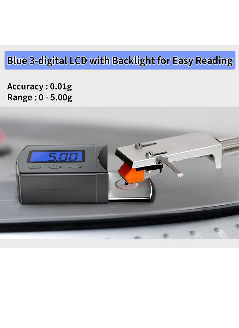 Bukela Digital Turntable Stylus Force Scale Gauge 0.01g/5.00g,Tracking Force Pressure Gauge/Scale for Tonearm Phono Cartridge, Blue LCD Backlight  - Image 3