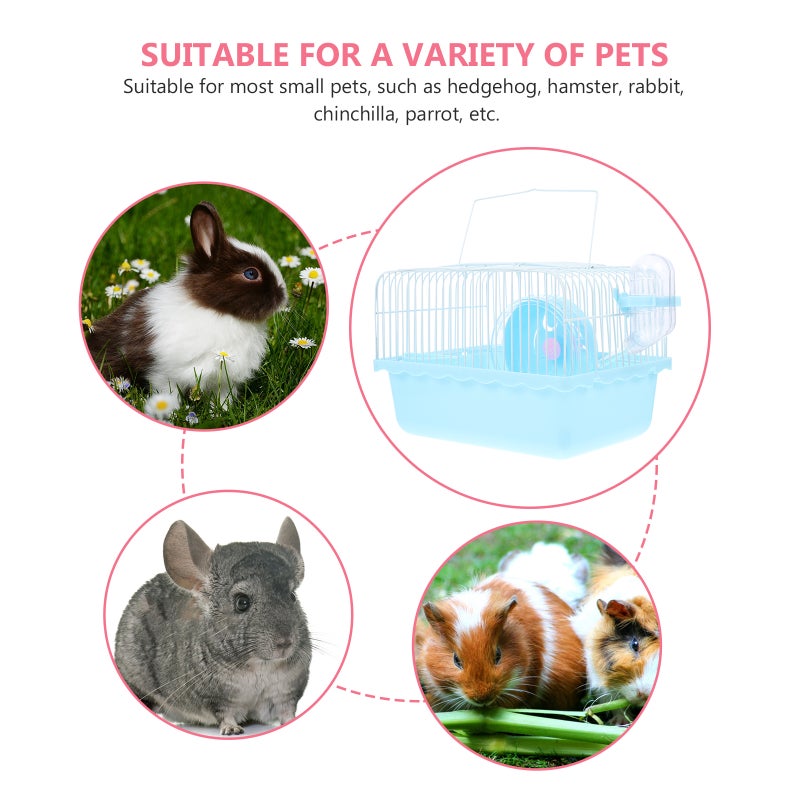 Hamster Cage Pet House Portable Small Pets House Chinchilla Hamster Travel House (Blue) - Image 3