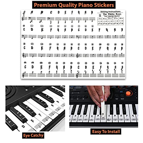PalaP Piano Attractive Keyboard Removable Stickers New Black & White - Fits for 25, 32, 49, 61, 76 or 88 Keys - Image 3