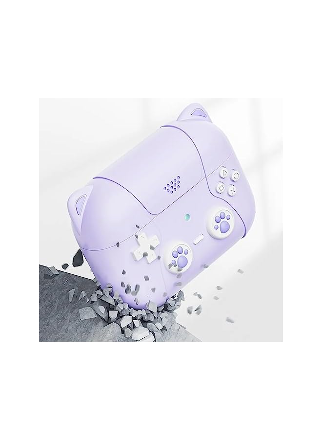 Case For Air Pods Pro 2 Video Game Controller Design Cat Claw Print Cat Ear Style Soft Silicone Shockproof Anti Scratch Protective Case Cover With Keychain Purple