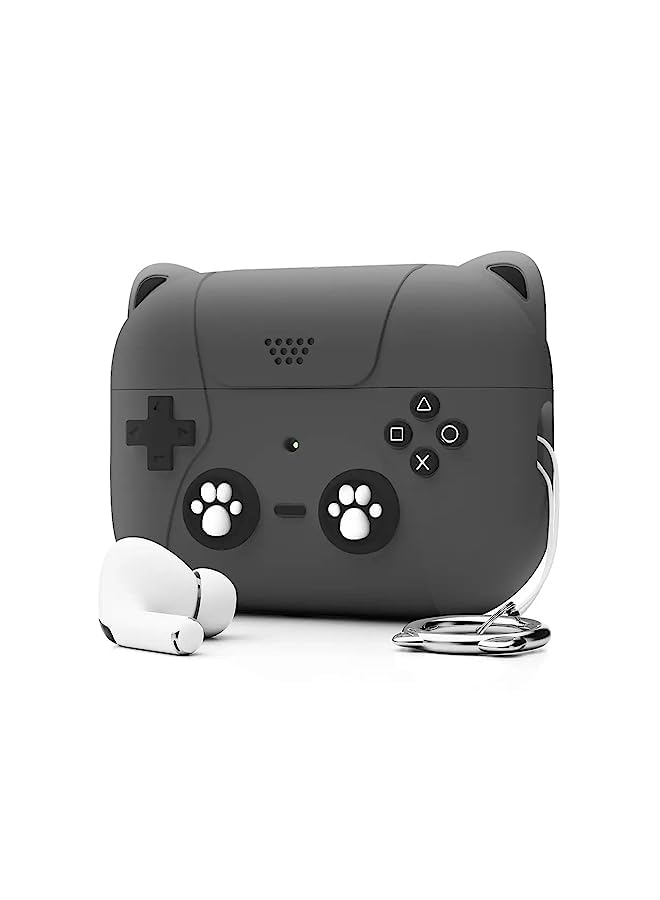 Case For Air Pods Pro 2 Video Game Controller Design Cat Claw Print Cat Ear Style Soft Silicone Shockproof Anti Scratch Protective Case Cover With Keychain Purple