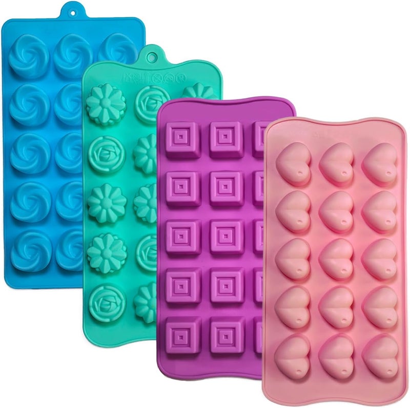 Apiocmy Silicone Gummy Candy Molds - 4Pcs Chocolate Mold for Kids, Non-stick and Bpa Free for Jelly, Chocolate, Baking, Wax Melt, Ice Cubes - Image 1