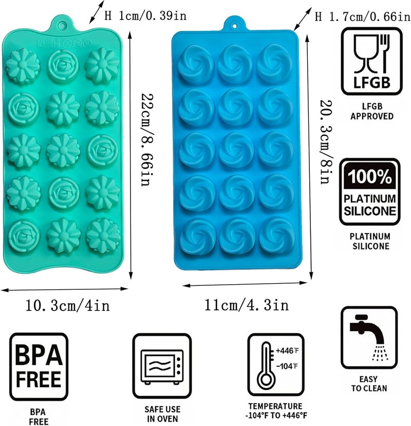 Apiocmy Silicone Gummy Candy Molds - 4Pcs Chocolate Mold for Kids, Non-stick and Bpa Free for Jelly, Chocolate, Baking, Wax Melt, Ice Cubes - Image 2