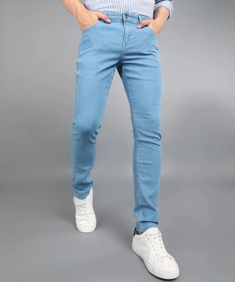 Urbano Fashion Men's Light Blue Regular Fit Washed Jeans Stretchable