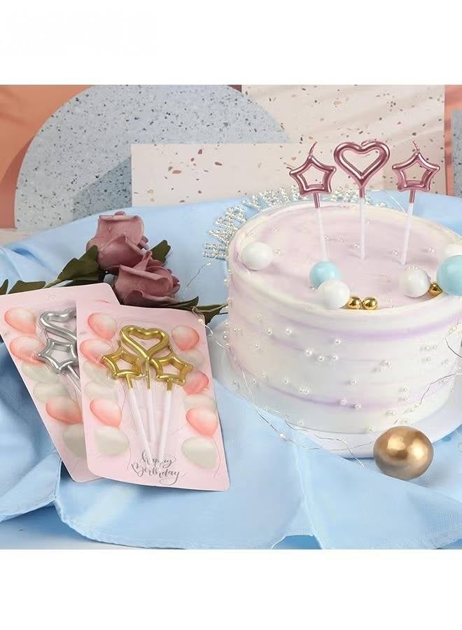 9 Pcs Heart and Star Shaped Birthday Cake Candles Set, Includes 6 Star Birthday Candles and 3 Heart Birthday Candles, Candle Ornament for Birthday Wedding Anniversary ect - Image 5