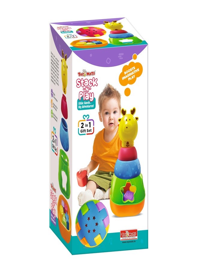 toymate Stack N Play Reindeer Stacker Toy for Toddlers (12–36 Months) | 2-in-1 Shape Sorter & Activity Rattle Ball | Educational Learning Toy for Baby Boys & Girls - Image 1