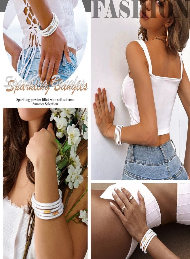 MJartoria Glitter Jelly Bangles Bracelets Set Glitter Filled Jelly Silicone Jewellery Bracelets for Women Girls - Image 3