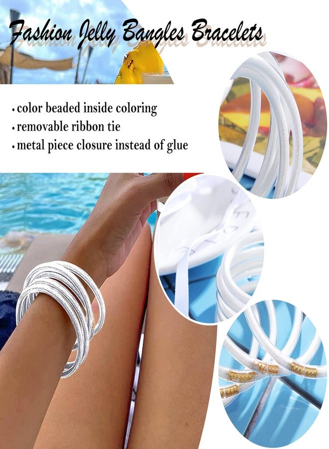 MJartoria Glitter Jelly Bangles Bracelets Set Glitter Filled Jelly Silicone Jewellery Bracelets for Women Girls - Image 4