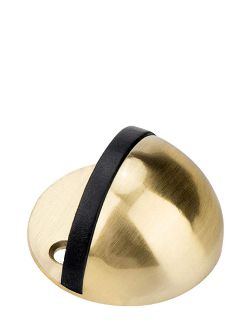 Captaintech Floor Mount Door Stopper 3M Adhesive Round Stainless Steel Doorstop with Rubber Bumper Tip Wall Protector, Ground Dome Half Ball Door Stops for Bedroom Living Bath Shower Room Office Gold - Image 1