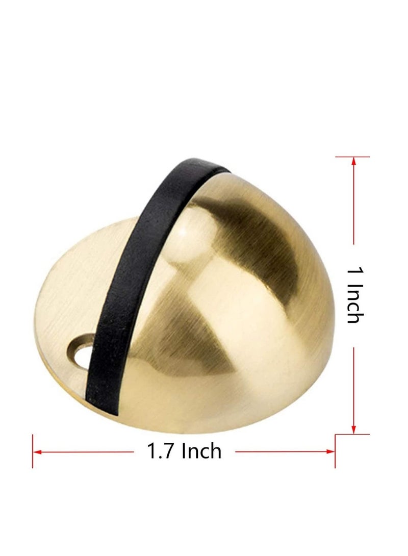 Captaintech Floor Mount Door Stopper 3M Adhesive Round Stainless Steel Doorstop with Rubber Bumper Tip Wall Protector, Ground Dome Half Ball Door Stops for Bedroom Living Bath Shower Room Office Gold - Image 5