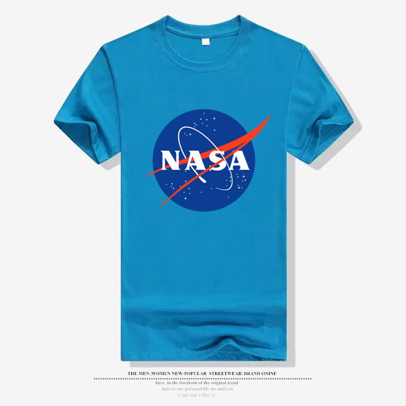 American Astronaut Nasa Galaxy Earth Print T-Shirt Cotton Crewneck Half Sleeve Shirt Couple Sports Top - Image 1