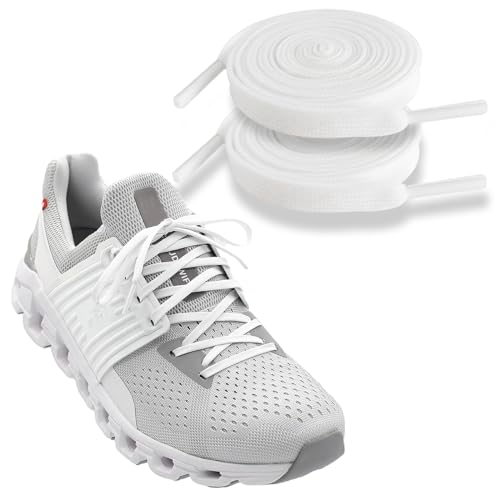NDTEZUGT 1/4"(6mm) Flat Thin Shoe Laces, Original Athletic Shoelaces Shoe Strings Replacement Laces for On Cloud Sneakers (White, 54''/140cm) - Image 1