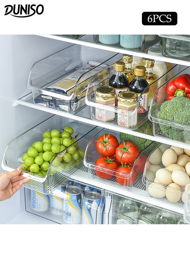 DUNISO 6Pcs Refrigerator Open Storage Boxes Stackable Fridge Storage Bins Multifunctional Large Kitchen Acrylic Drawer Organiser Set BPA Free Clear Practical Drawer Organization Container for Fridge, Kitchens, Cabinets - Image 1