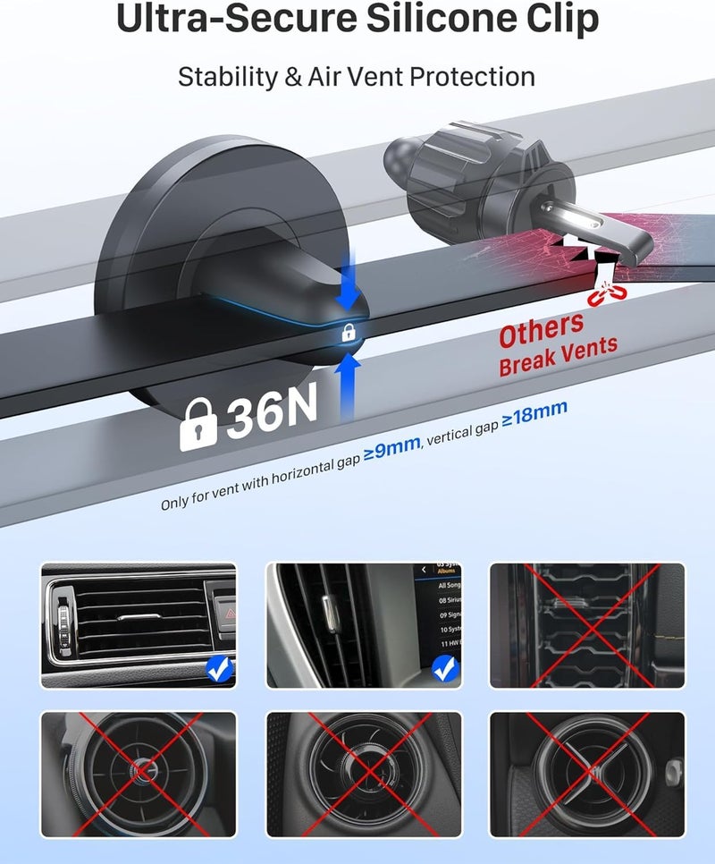YOSH Car Phone Holder, Magnetic Phone Car Mount Air Vent, Upgraded Strongest Magnets & Super Stable, Phone Holder for Car Vent Compatible with iPhone Samsung Huawei Xiaomi, Comes with Metal Plates - Image 4