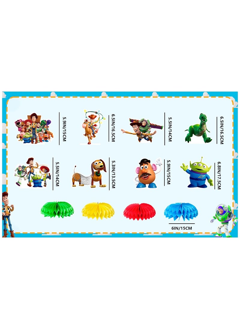 FRUITFUL PARTY Cartoon Toy Story Centerpieces for Tables, 9pc 3D Double Side Toy Storys Honeycomb Centerpieces for Toy Story Themed Party Decorations  - Image 3