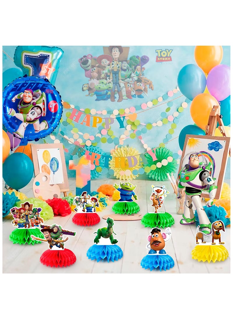 FRUITFUL PARTY Cartoon Toy Story Centerpieces for Tables, 9pc 3D Double Side Toy Storys Honeycomb Centerpieces for Toy Story Themed Party Decorations  - Image 4
