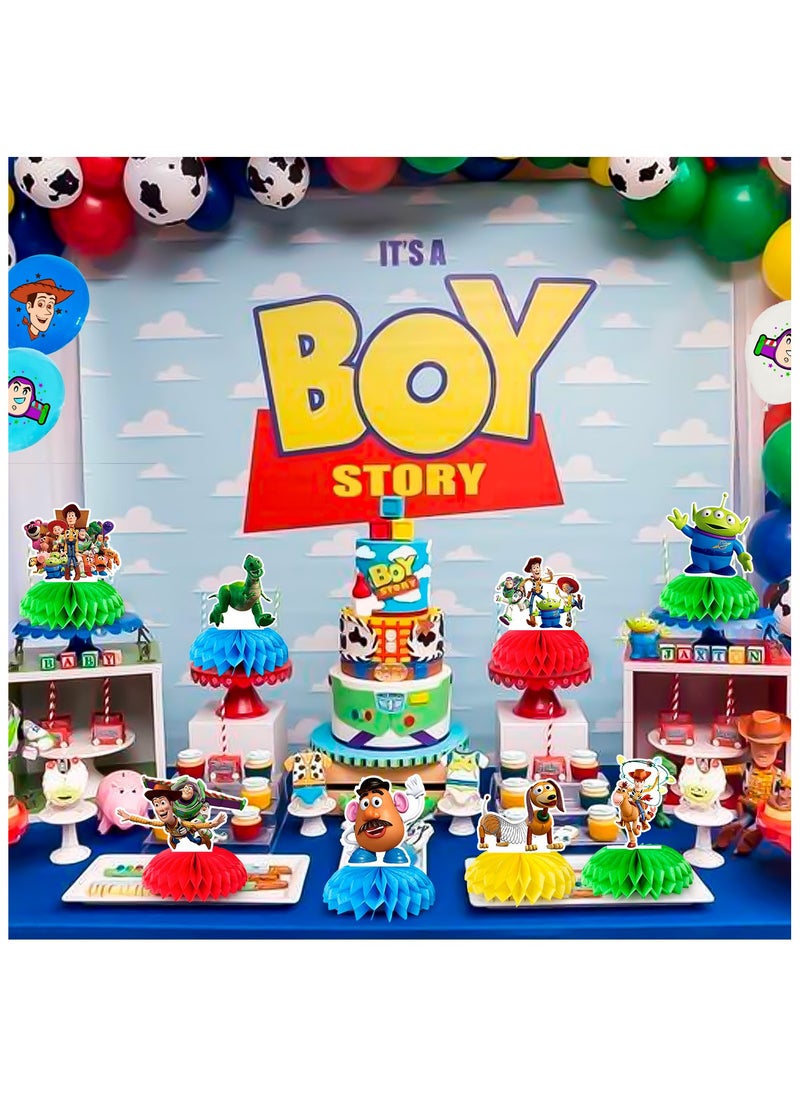 FRUITFUL PARTY Cartoon Toy Story Centerpieces for Tables, 9pc 3D Double Side Toy Storys Honeycomb Centerpieces for Toy Story Themed Party Decorations  - Image 5