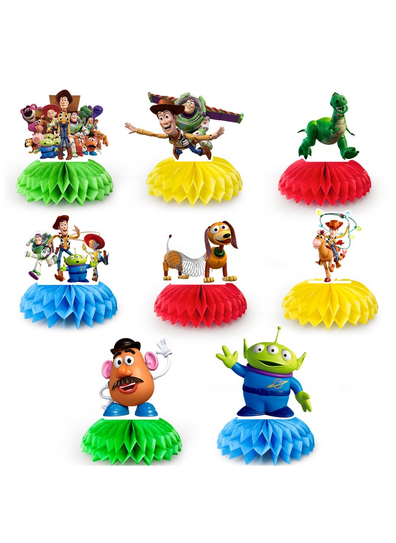 FRUITFUL PARTY Cartoon Toy Story Centerpieces for Tables, 9pc 3D Double Side Toy Storys Honeycomb Centerpieces for Toy Story Themed Party Decorations  - Image 1