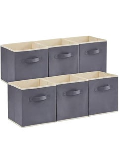 HOOKOR Collapsible Storage Cubes Foldable Fabric Bins Multi-color Organizers Decorative Organizing Baskets for Shelves for Closet, Utility Room, Storage Room Set of 6 (Grey, 33CM)  - Image 1