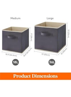 HOOKOR Collapsible Storage Cubes Foldable Fabric Bins Multi-color Organizers Decorative Organizing Baskets for Shelves for Closet, Utility Room, Storage Room Set of 6 (Grey, 33CM)  - Image 4