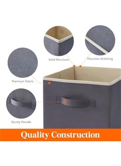 HOOKOR Collapsible Storage Cubes Foldable Fabric Bins Multi-color Organizers Decorative Organizing Baskets for Shelves for Closet, Utility Room, Storage Room Set of 6 (Grey, 33CM)  - Image 3