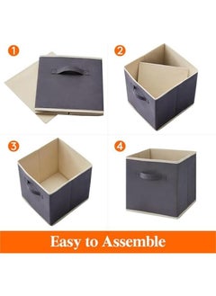 HOOKOR Collapsible Storage Cubes Foldable Fabric Bins Multi-color Organizers Decorative Organizing Baskets for Shelves for Closet, Utility Room, Storage Room Set of 6 (Grey, 33CM)  - Image 5