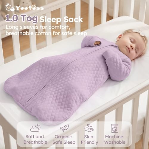 Yoofoss Baby Sleep Sack 612 Months 10 Tog Long Sleeve Sleep Sack Organic Cotton Wearable Blanket for Infants 2Way Zipper Quilted Sleeping SacksMedium - Image 3