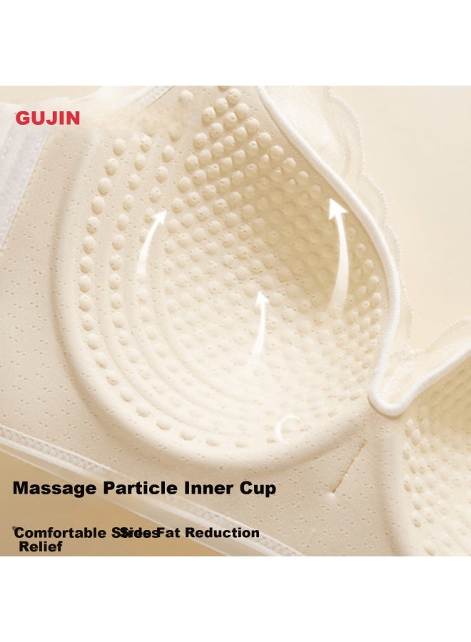 Gujin Women's Large Bust Minimizing Push-up Lace Wireless Bra Anti-sagging Anti-spread Thin Cup Support Bra - Image 5