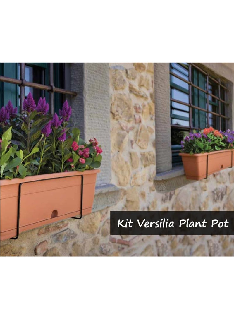 IDEL Rectangular Hanging Flower Planter KIT VERSILIA 40CM-50CM – Balcony & Indoor Garden Pots with Hooks – Durable Plastic Hanging Planters – Made in Italy - by Idel - Image 4