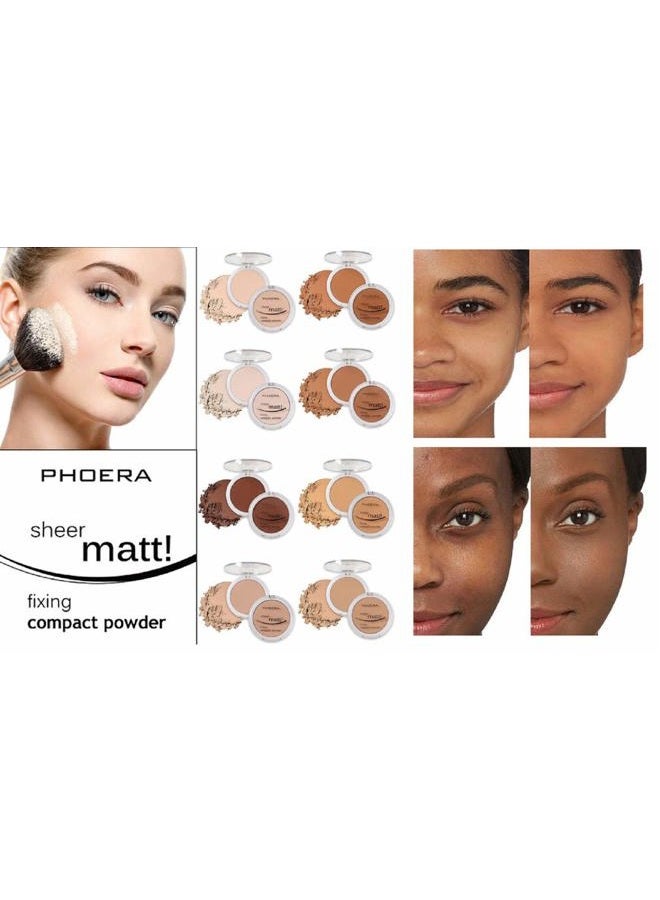 Phoera AQUAPURITY - PHOERA Sheer Matte Fixing Powder Makeup Base Fixer Setting Powder Foundation Fixing Compact Pressed Powder Long Lasting Make Up Fixer Skin Vitamin E Beauty Blender (201 Translucent) - Image 5
